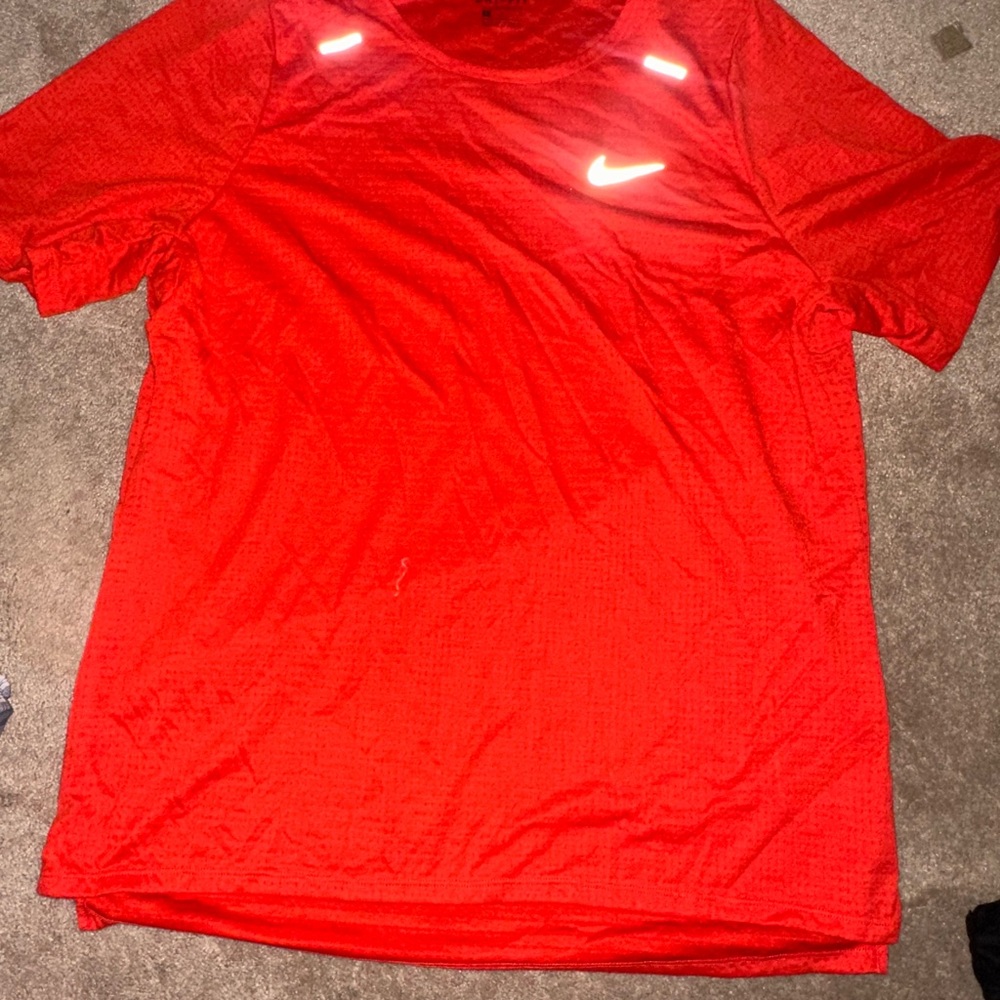 Nike Men's Orange/Red Sports Shirt